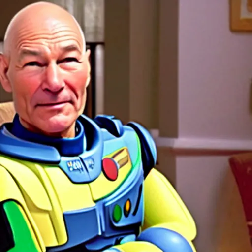 Prompt: patrick stewart as the real buzz lightyear