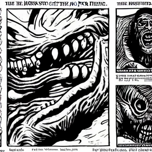 Prompt: the monster from the thing (1982). in the style of junji ito