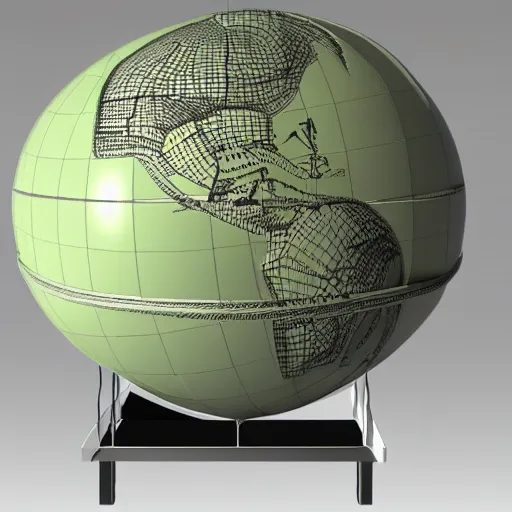 Image similar to an globe with famous 3 d landmarks on it, 3 d render, 3 d model, smooth, ray tracing, illustration