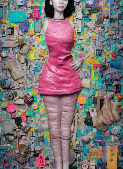 Prompt: studio photograph of a contemporary ceramic sculpture of a modular quirky emma roberts krysten ritter by hikari shimoda and jack gaughan