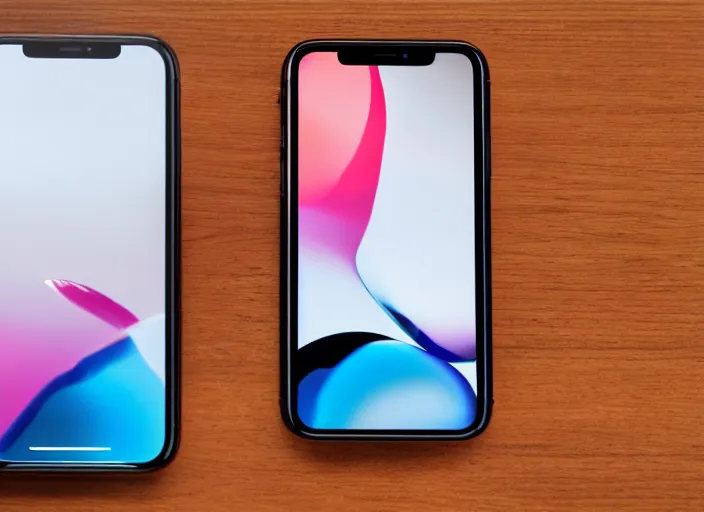 Image similar to product still of the new iphone 2 0 with a folding transparent holographic display in 2 0 2 9, 4 k, 8 5 mm f 1. 8