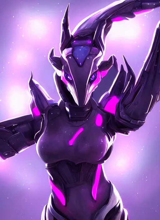 Prompt: cinematic goddess full shot, beautiful stunning hot anthropomorphic robot mecha female dragon, sleek dragon head, metal ears, led purple eyes, smooth fuschia skin, smooth silver armor, floating in space, holding a galaxy, epic proportions, epic size, epic detail, furry art, dragon art, giantess art, warframe fanart, furaffinity, octane