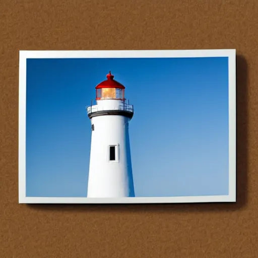 Image similar to realistic photo of a lighthouse, white box, white background, clean photo, stock photo, 3 5 mm, canon, nikon