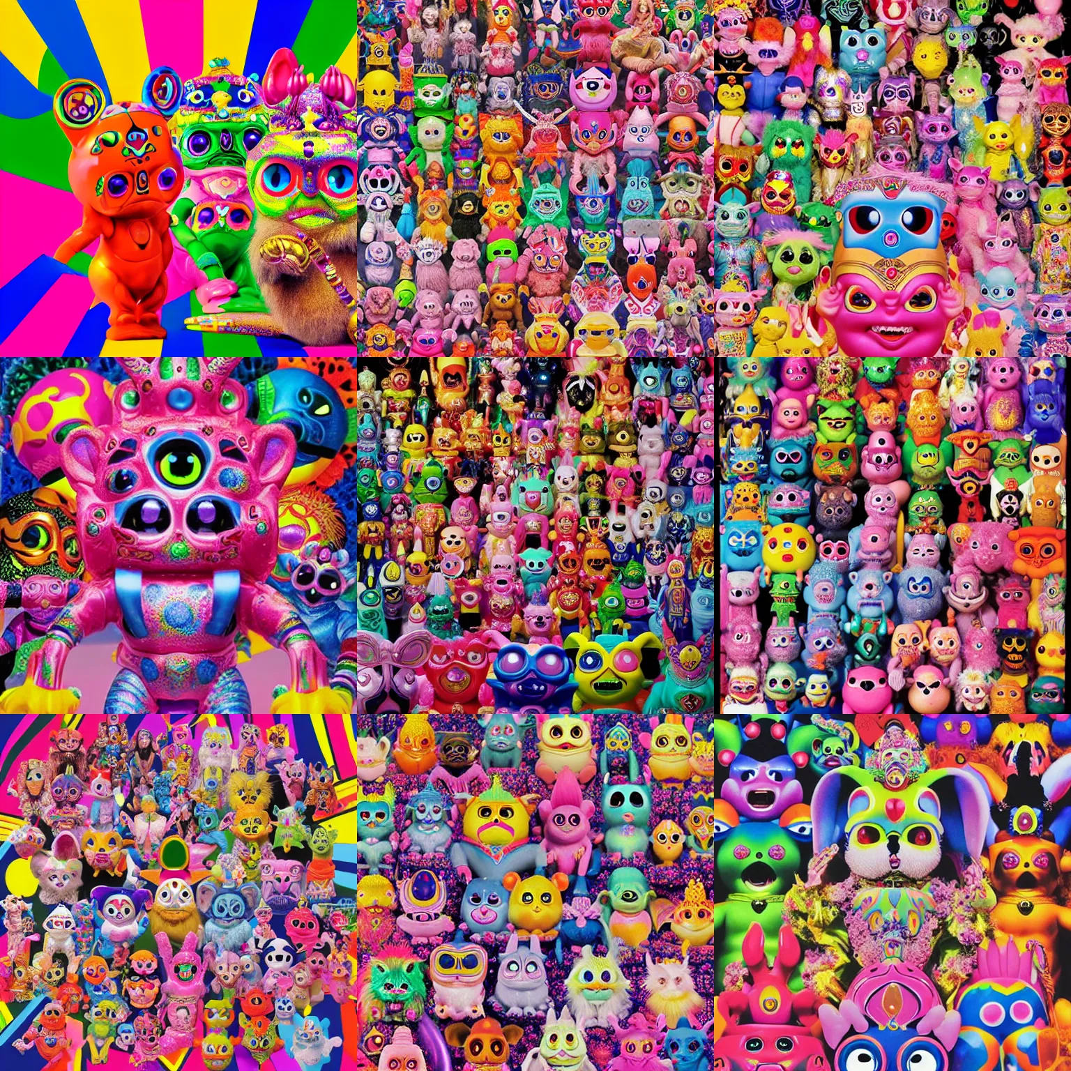 Prompt: hyperreal hindu power ranger furby cowboy rat fink barbie kewpie dragon dog god troll doll, kawaii high definition lifelike portrait art on 35mm film by Lisa Frank and Yayoi Kusama