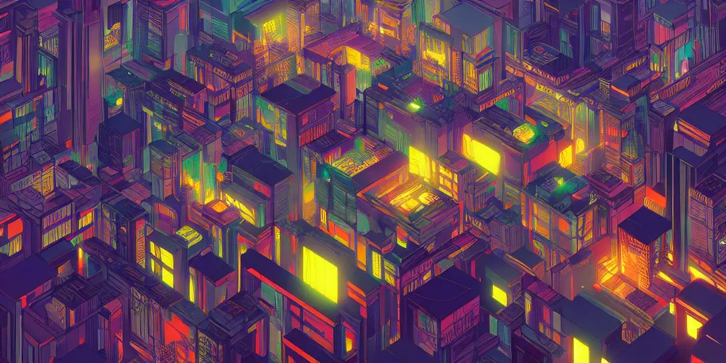 Image similar to ungovernable artificial intelligence, by Naomi Okubo, volumetric lighting, high contrast colors, panoramic view, as trending on Artstation,