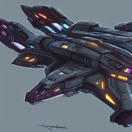 Prompt: detailed concept art of a star ship in the style of halo