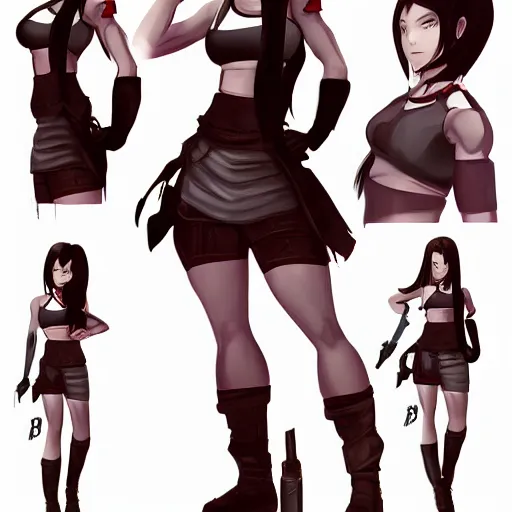 Prompt: stylised concept art of tifa lockhart posing