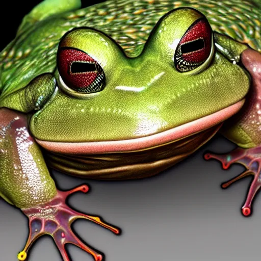 Image similar to A cybernetic frog , highly-detailed, realistic