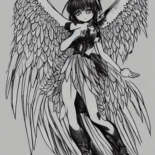 Prompt: full - body manga angel, upper body highly detailed illustration