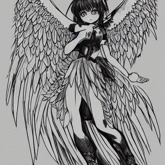 anime angel girl drawing