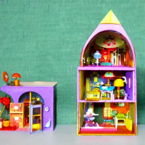 Image similar to pikmin dollhouse inside a kaleidoscope