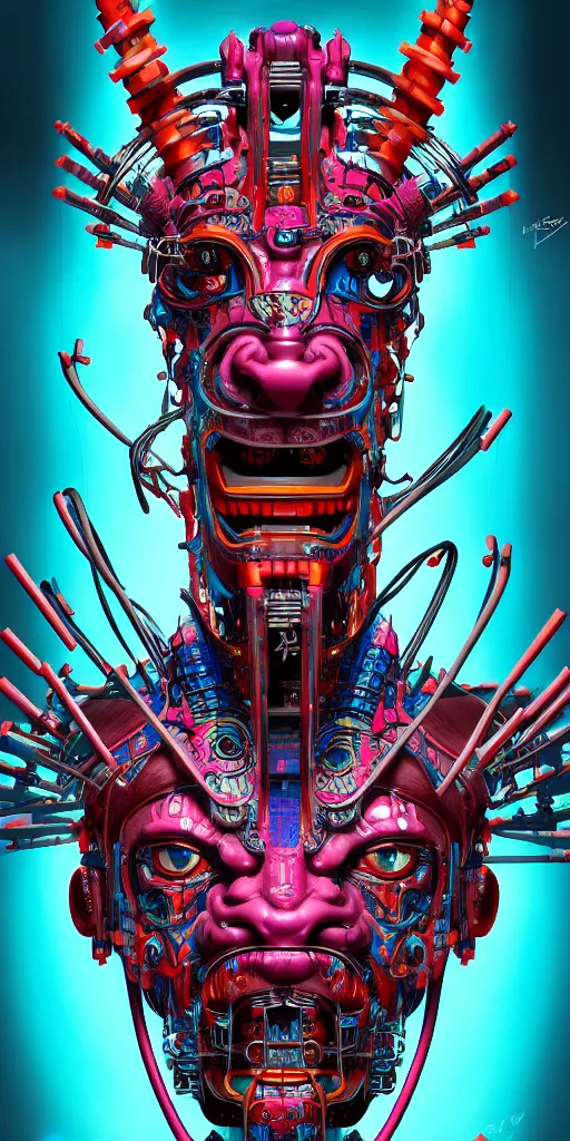 Image similar to cyberpunk oimmortal beast from chinese mythology cyborg portrait, illustration, pop art, splash painting, by lucusfilm, weta studio and james jean, 8 k