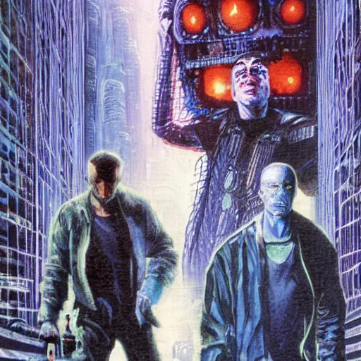 Prompt: neuromancer, painted by howard lyon