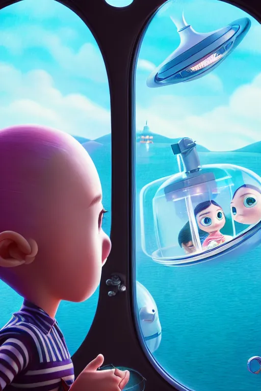 Prompt: Through the spaceship porthole window, wide shot, broad detail, isometric 3d, ultra hd, character design by Mark Ryden and Pixar and Hayao Miyazaki, unreal 5, DAZ, hyperrealistic, octane render, cosplay, RPG portrait, dynamic lighting, intricate detail, summer vibrancy, cinematic