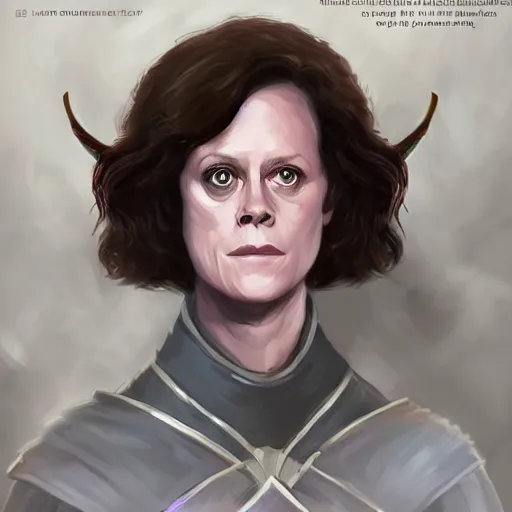 Image similar to young sigourney weaver as a d & d wizard, character portrait by wlop