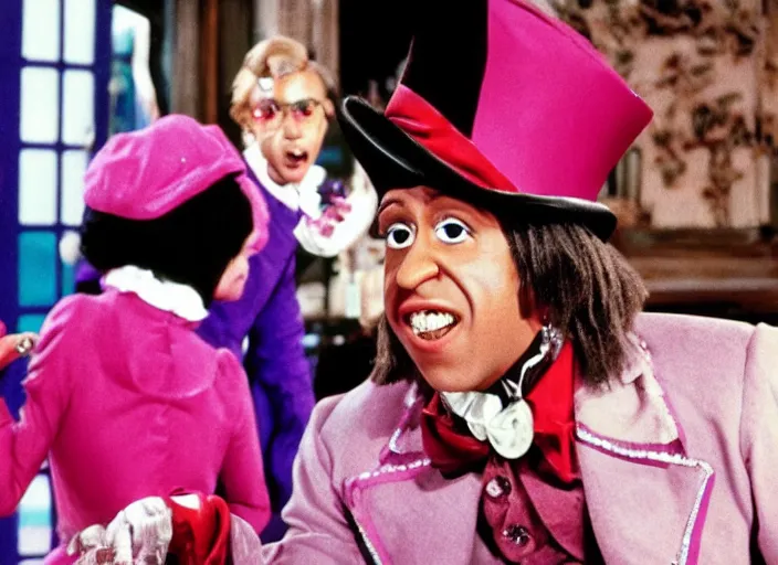 Image similar to film still of Cardi B as Willy Wonka in Willy Wonka and the Chocolate Factory 1971