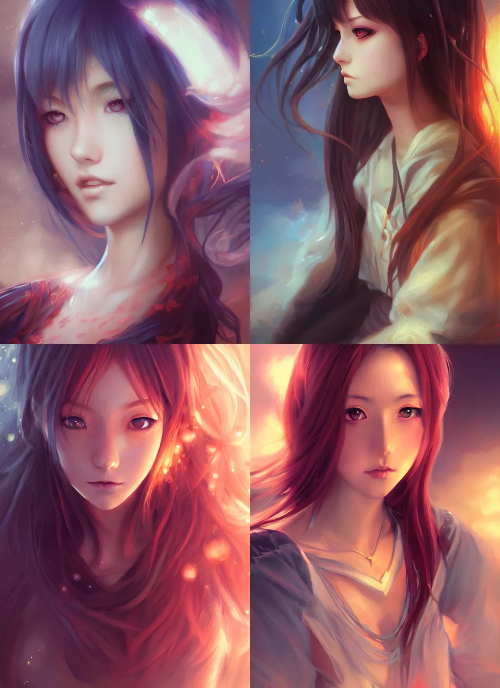 Prompt: a beautiful detailed oil on copper art illustration of anime girl, by charlie bowater, zeng fanzh, trending on artstation, vivid colors, dim dusk lighting, cinematic lighting, detailed lighting, volumetric lighting, realistic, f 8, 4 k hd wallpaper