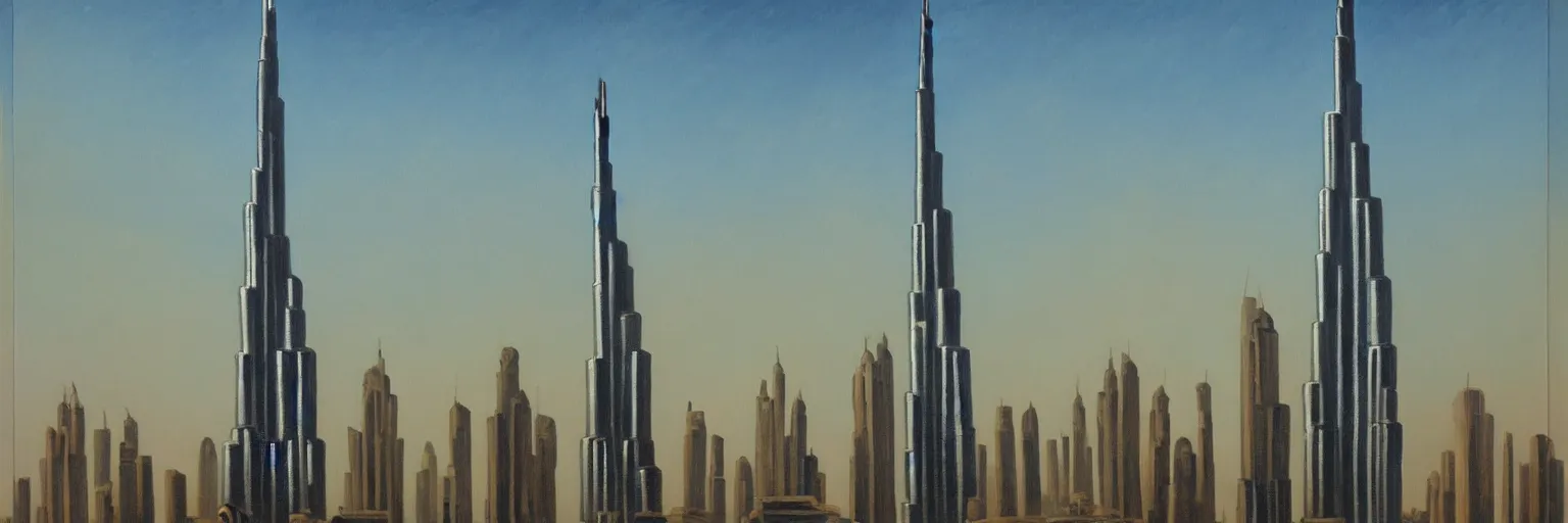 Prompt: Burj Khalifa oil painting magritte