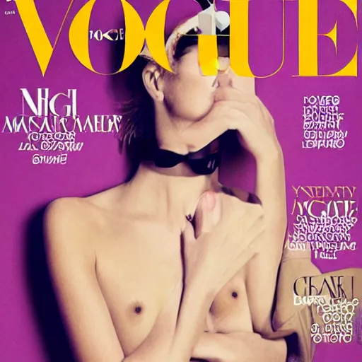 Prompt: a magnificent duck on the cover of vogue magazine