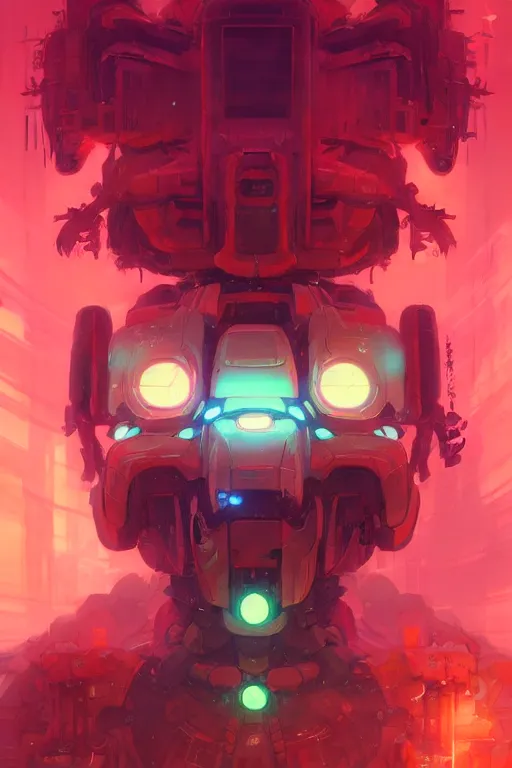 Image similar to Portrait of Yokai Mecha in neon forest, digital art from artstation by Andreas Rocha and Greg Rutkowski and Peter Mohrbacher