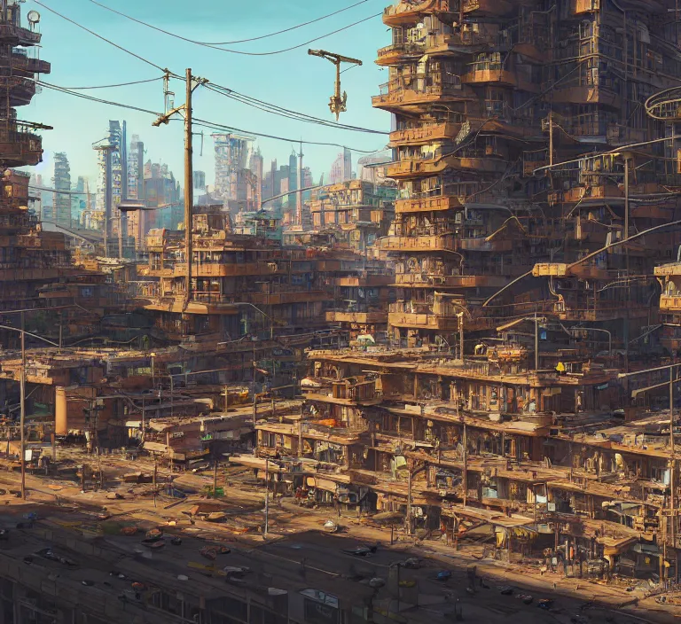 Image similar to hyperrealism photography hyperrealism concept art of highly detailed beavers builders that building highly detailed futuristic ( cyberpunk ) city by wes anderson and hasui kawase and scott listfield sci - fi style hyperrealism rendered in blender and octane render volumetric natural light