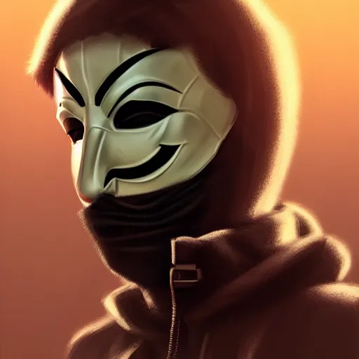 anonymous hacker wears mask, digital art,, Stable Diffusion