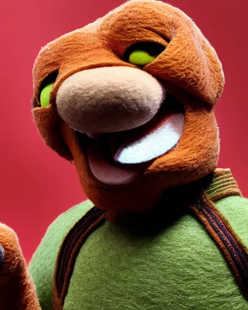 Image similar to hank schrader as a muppet. highly detailed felt. hyper real photo. 4 k.