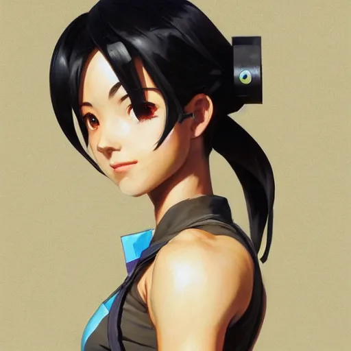 Image similar to greg manchess portrait painting of asada shino sinon as overwatch character, medium shot, asymmetrical, profile picture, organic painting, sunny day, matte painting, bold shapes, hard edges, street art, trending on artstation, by huang guangjian and gil elvgren and sachin teng