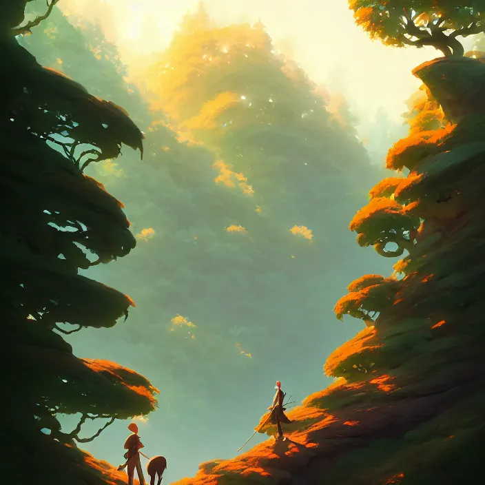 Image similar to incredible, mindblowing, pilgrimage into a forest, in marble incrusted of legends official fanart behance hd by jesper ejsing, by rhads, makoto shinkai and lois van baarle, ilya kuvshinov, rossdraws global illumination