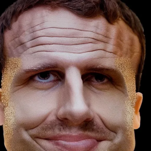 Prompt: portrait of a Macron face made out of meal