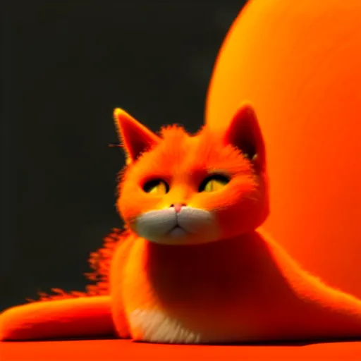 Image similar to A fuzzy orange cat sitting on planet earth, digital art, trending on artstation and unreal engine