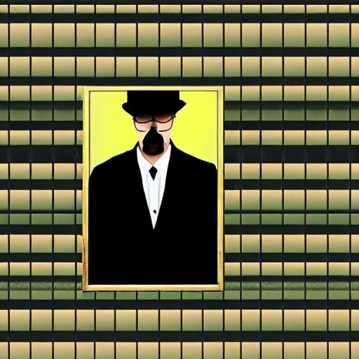 Image similar to Walter White in the style of René Magritte