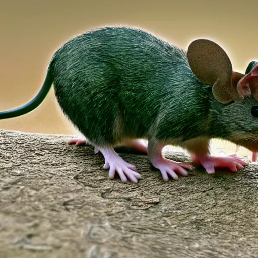 Prompt: A mouse hulk chimera, nature photography