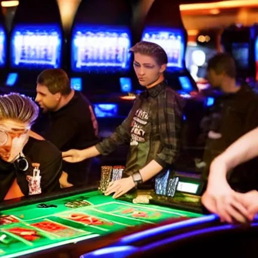 Prompt: xqc crying at the roulette table after losing all his money