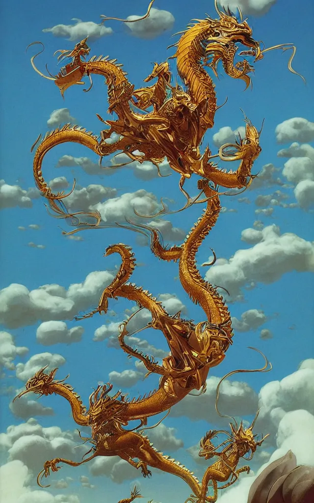 Prompt: golden dragon, epic, legendary, cinematic composition, stunning atmosphere by james jean by roger dean by lee madgewick