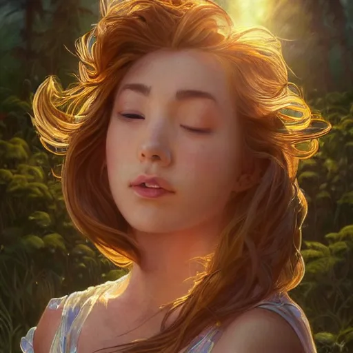 Prompt: clear portrait of keyword, adorable appearance!!!, golden hour, happy apearance, cottagecore!!, background hyper detailed, character concept, full body, dynamic pose, intricate, elegant, highly detailed, digital painting, artstation, concept art, smooth, sharp focus, illustration, art by artgerm and greg rutkowski and alphonse mucha
