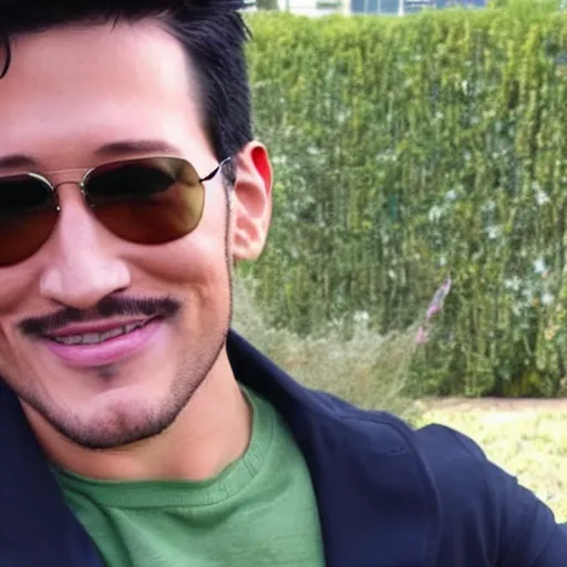 Image similar to a high quality photo of handsome markiplier, gigachad