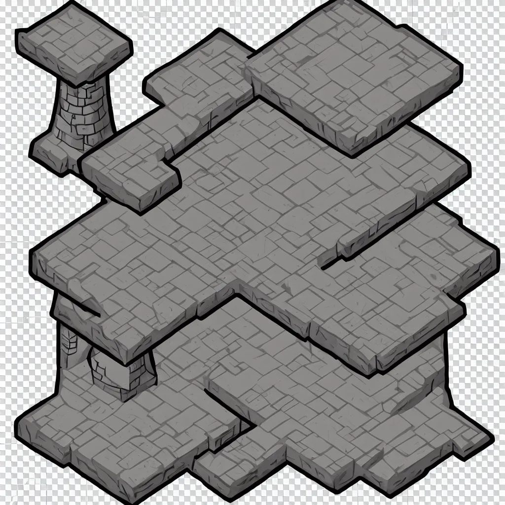 Prompt: wizard's tower, isometric lineart tile, png