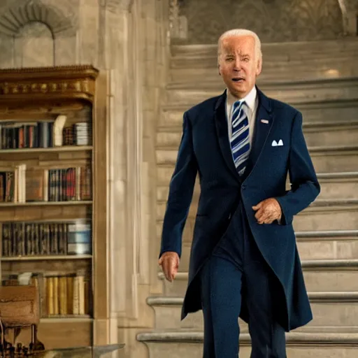 Image similar to Film still of Joe Biden as Dumbledore in Harry Potter, 4k, hd