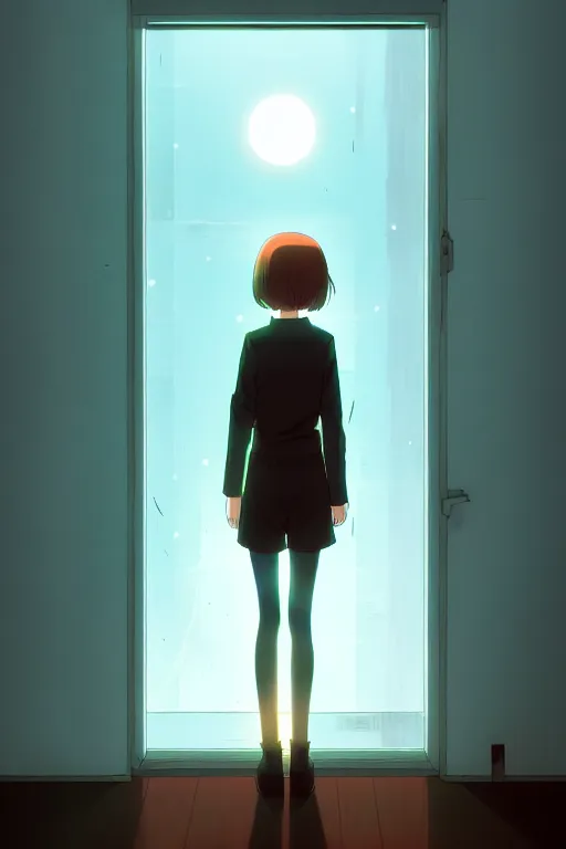 Image similar to a high detail empty room with fall night by Tomas Sanchez and Simon Stålenhag and krenz cushart and ilya kuvshinov. pixiv fanbox skeb.jp clipstudio medibang ichi-up CGWORLD key visual manga cover