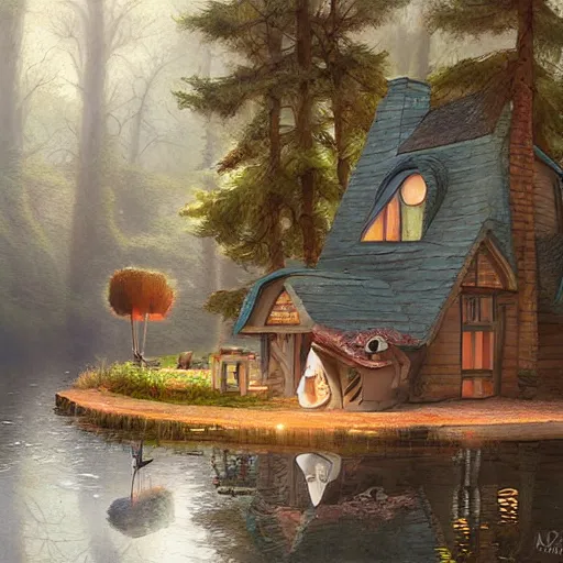 Image similar to brother grimms fairytale lakehouse rabbit digital art, irina french, heraldo ortega, mandy jurgens 8 k 1 5 0 mpx