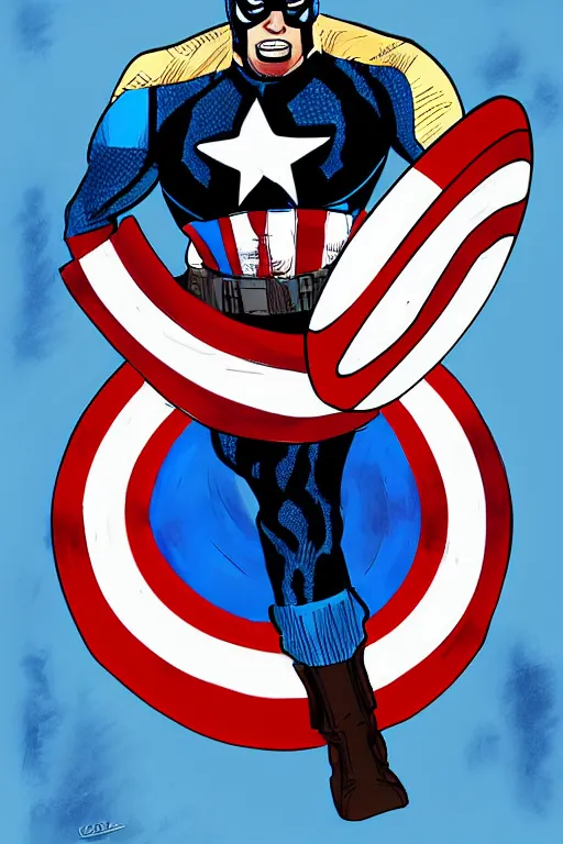 Image similar to Captain America high quality digital painting in the style of Alan Davis