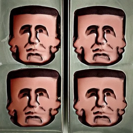 Image similar to dark chocolate relief that looks like till lindemann, dark chocolate portrait