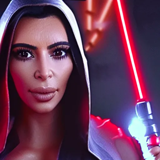 Image similar to kim kardashian in star wars as an evil sith, 8k resolution, full HD, cinematic lighting, award winning, anatomically correct