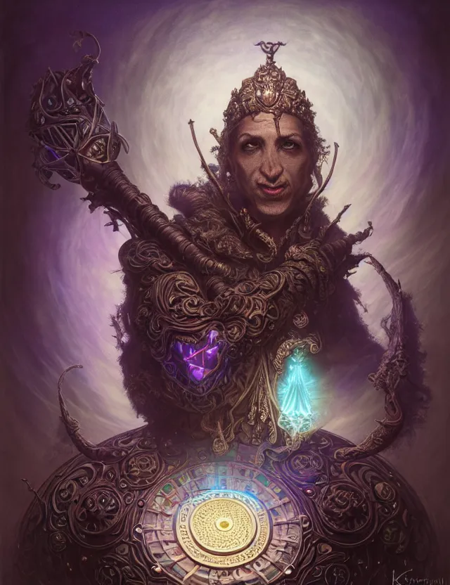 Image similar to front shot of a court jester character, hyperdimensional, bioluminescent hypercubes, dark holography!!!, (((intricate))), elegant, highly detailed, centered, (((artstation, concept art, smooth, sharp focus, artgerm, Tomasz Alen Kopera, Peter Mohrbacher, donato giancola, Joseph Christian Leyendecker, WLOP, Boris Vallejo))), mugshot!!!!!, ugly!!!!!!, octane render, nvidia raytracing demo, octane render, nvidia raytracing demo, octane render, nvidia raytracing demo, grainy, muted, 8K, digitalblasphemy, metatron