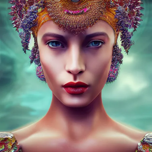 Image similar to queen of beauty, 4 k, intricate, jaw dropping, gorgeous, surreal, octane render