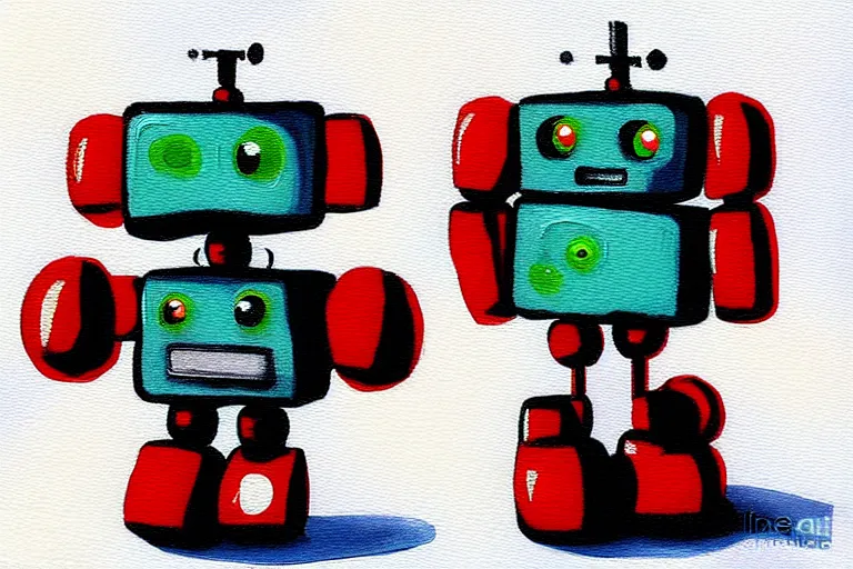 Image similar to a cute little robots painting by rolando, cyril