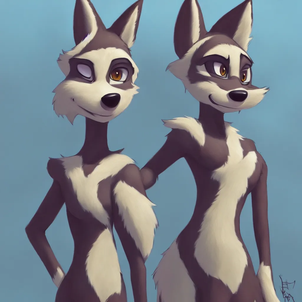 Prompt: oil painting of anthropomorphic female wolf in the style of zootopia female fursona furry furaffinity 4 k, deviantart, furry art fursona ar