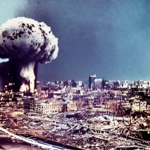 Image similar to aftermath of the atomic bombing of philadelphia, hd, full color, 2 0 1 0 s