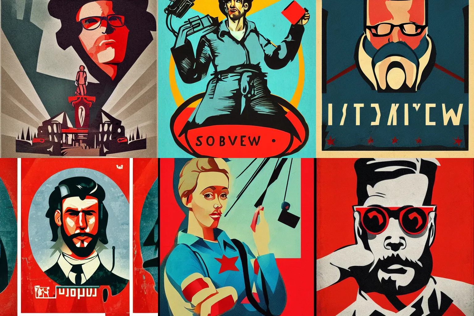 Prompt: soviet era propaganda of modern hipster featured on artstation